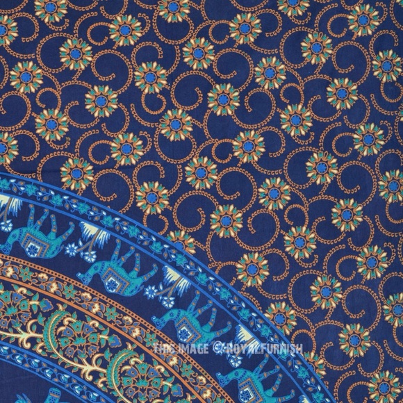 New Blue/Purple Elephant Camel Mandala Medallion Indian Tapestry Wall Hanging - Picture 5 of 11